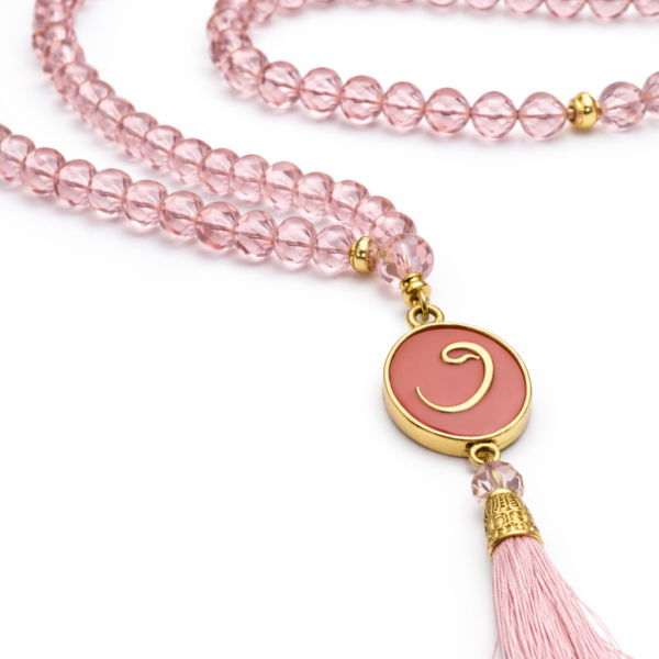 kristal vav İmameli pembe tesbih