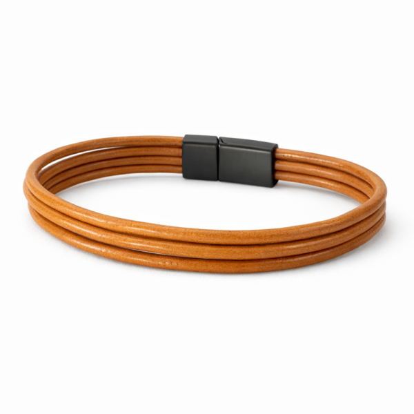 taba renk düz deri erkek bileklik