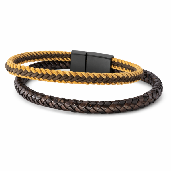 Çift Örgü deri erkek bileklik