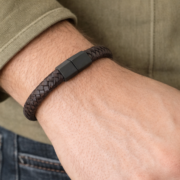 kahverengi Örgü deri bileklik