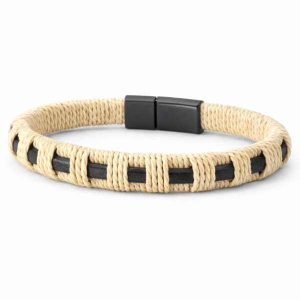 bej siyah Örgü erkek bileklik