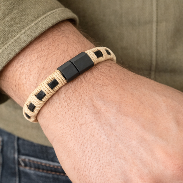 bej siyah Örgü erkek bileklik