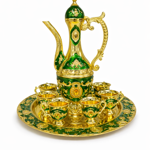 altın yaldız yeşil zemzem takımı